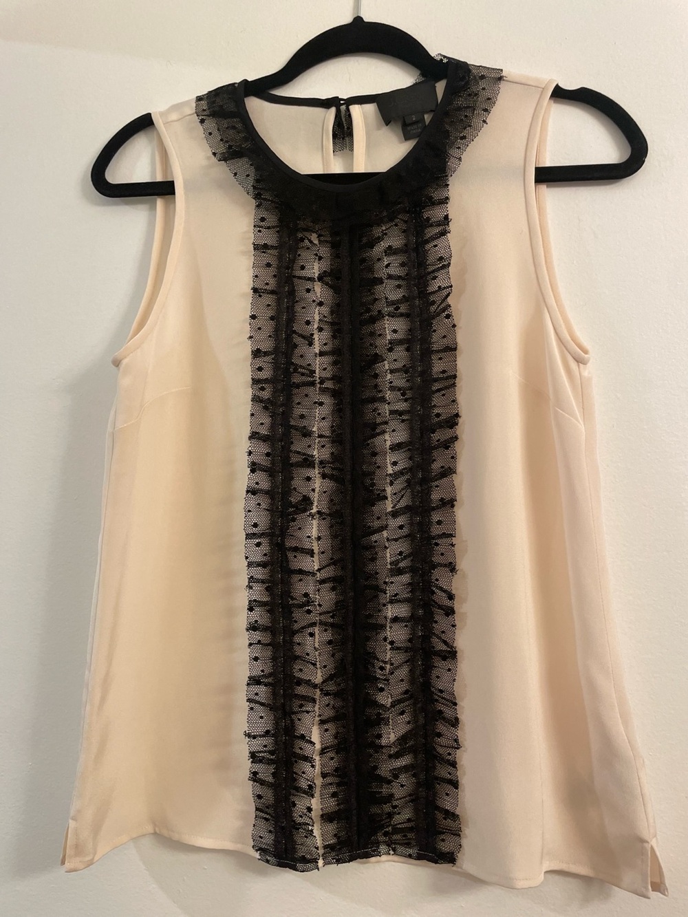 J. Crew Silk Cream/ Black Lace Tank Size 2